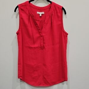 Ruffled Red Sleeveless Blouse